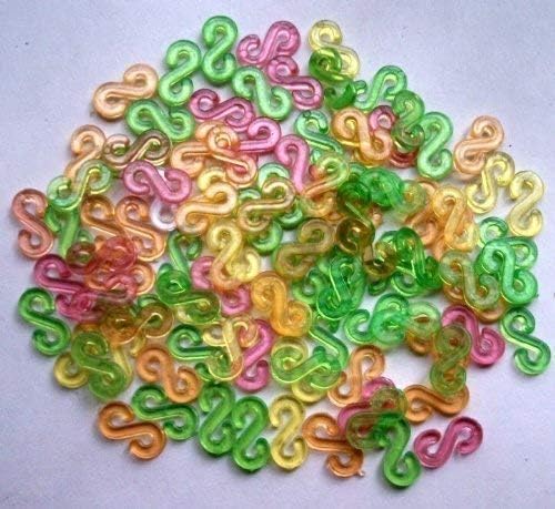 Shuiniba S Clips, Rubber Bands Refills Set for DIY Bracelet Craft, for Plastic Chain Links Bracelet, Colorful - 200 Pack
