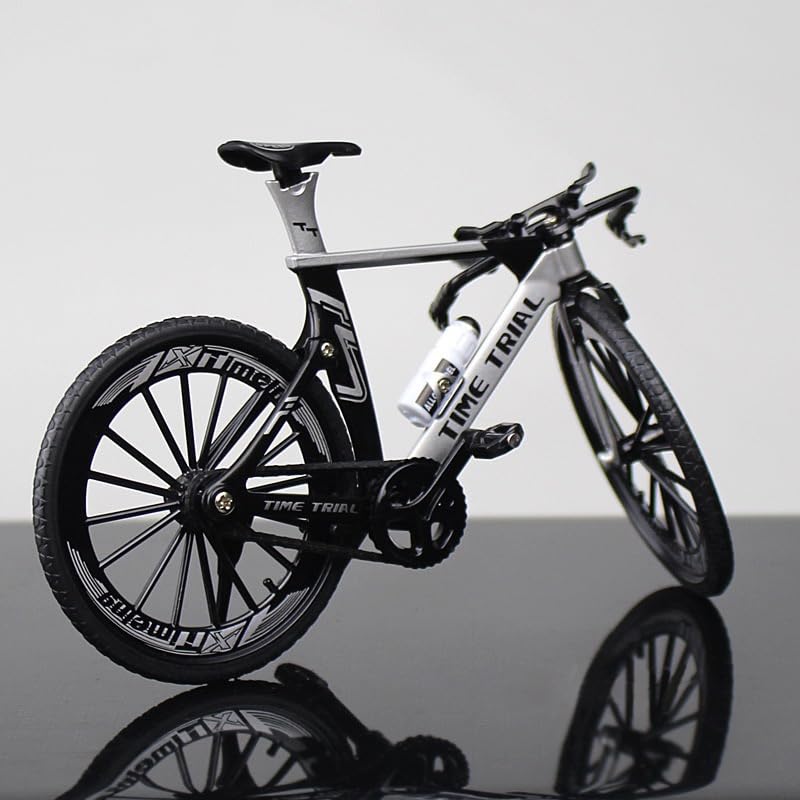 Creative Alloy Finger Bicycle 1:10 Miniature Simulated Bicycle Toys, Finger Racing Bicycle Handlebars Bent(Black)