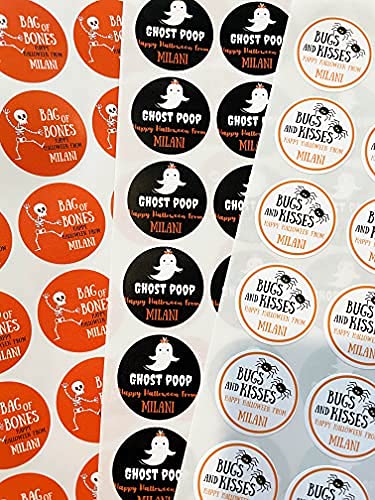 Custom Halloween Stickers, Personalized Happy Halloween Labels, Candy Halloween Stickers,Pumpkin Trick or Treat Stickers,Treat Bag Stickers Trunk or