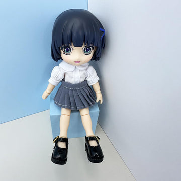 niannyyhouse 1/12 BJD Doll Clothes White Shirt Pleated Skirt Shoes OB11 4.3in Action Figures Doll Dressup (Gray-Blue)