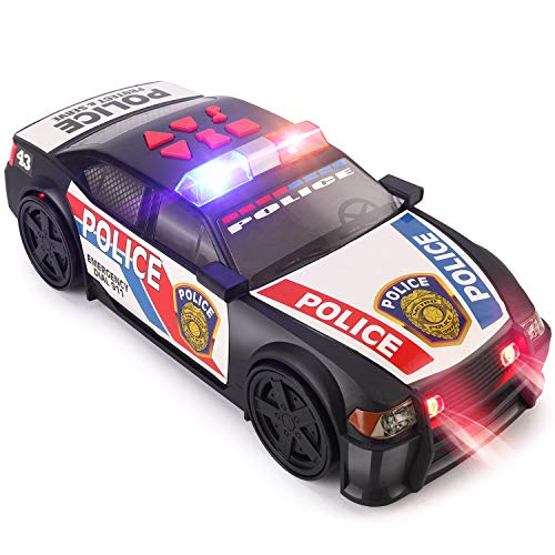 Liberty Imports Motorized Police Cruiser Kids Toy Cop Car Electric Model Rush & Rescue Vehicle 1/16 Scale with Button Activated Forward Reverse