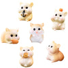 MAOMIA 6 Pcs Mini Hamster Figures Animal Toy Cake Toppers, Fairy Garden Decor Miniature Hamster Figurines Collection Playset for Christmas Birthday