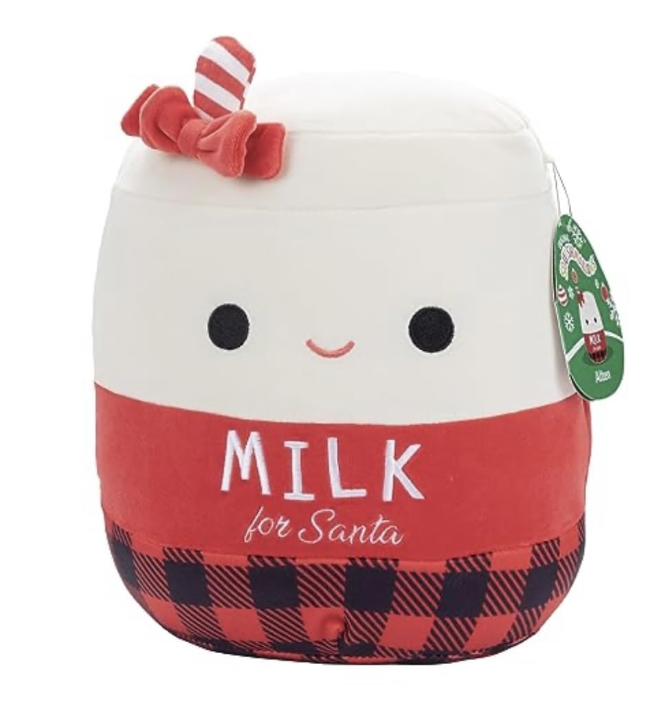 Squishmallows Original Christmas Holiday Squad Milk for Santa 14" Alten Red Plaid and White Plush Stuffed Toy