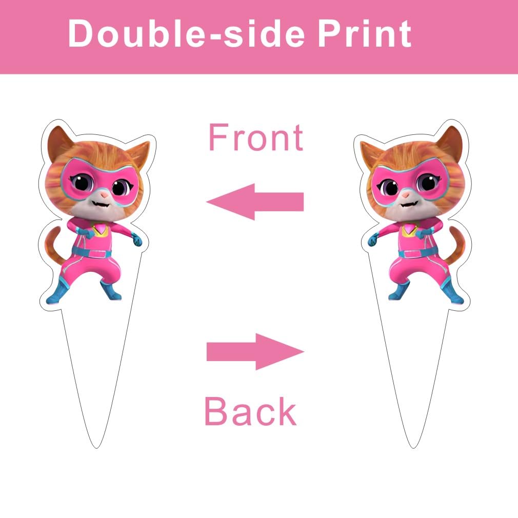 25pcs Super Cats Cake Decorations with 24pcs Cupcake Toppers, 1pcs Cake Topper for cats Birthday Party Supplies