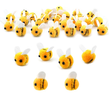 SaktopDeco 28 PCS Felt Bees Wool Felt for Crafts Mini Bee Plush Decor for Bee Gender Reveal Decorations Clothing Hat Gift DIY Crafts
