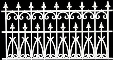 Iron Works Dollhouse Miniature Ornate Fence in White