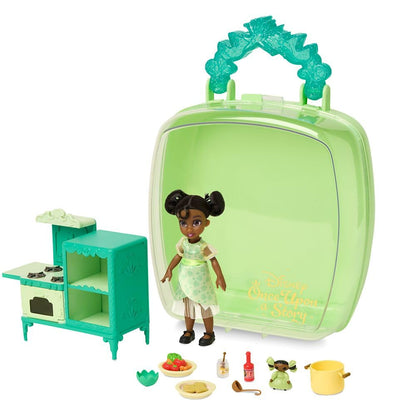 Disney Store Official Princess Tiana Once Upon a Story Doll Playset, 5 Inch Mini Doll Playset - Mini Figures with Accessories, The Princess and the