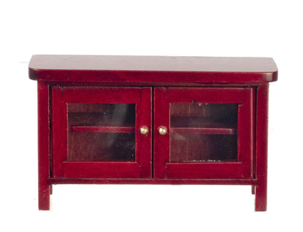 Melody Jane Dollhouse Modern Mahogany Cabinet TV Stand Miniature Living Room Furniture