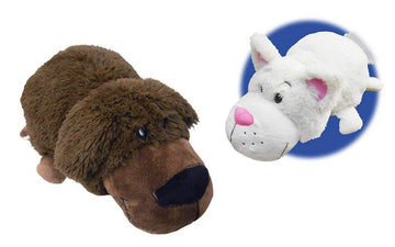 FlipaZoo 16 Pillow with 2 Sides of Fun for Everyone - Bradley Labrador/Rachel Cat