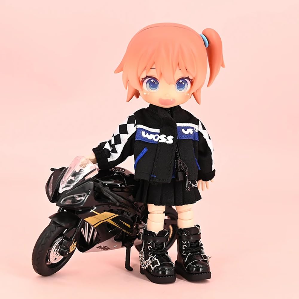 XiDonDon Doll Shoes Cool Chain Boots for Ob11,DDF,Body9,1/12 BJD,GSC Doll Accessories BJD Toys Shoes (Black)