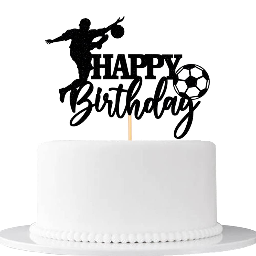 Soccer Happy Birthday Cake Topper-Happy Birthday Cake Decoration-Soccer Themed Birthday Party Cake Decoration