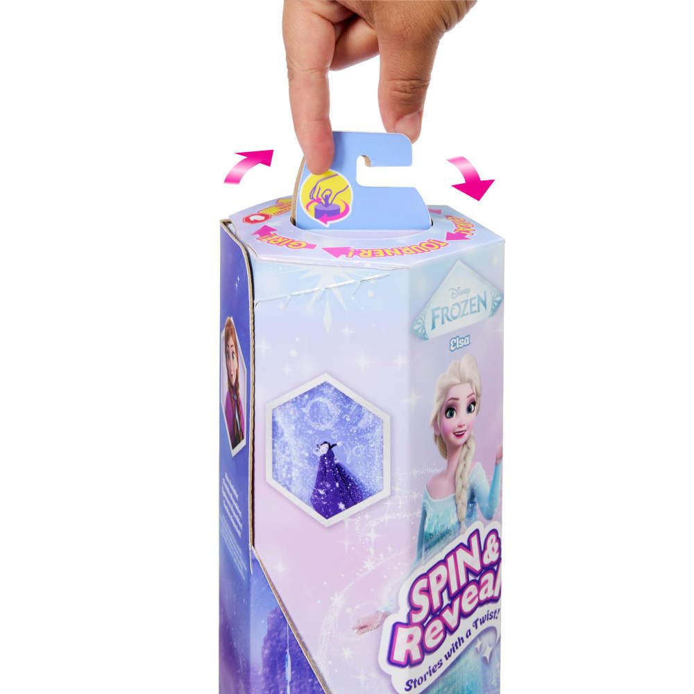 Mattel Disney Frozen Elsa Fashion Doll Set, Spin & Reveal with 11 Surprises Including 5 Accessories, 5 Stickers & Play Scene, Inspired by Disney Movie