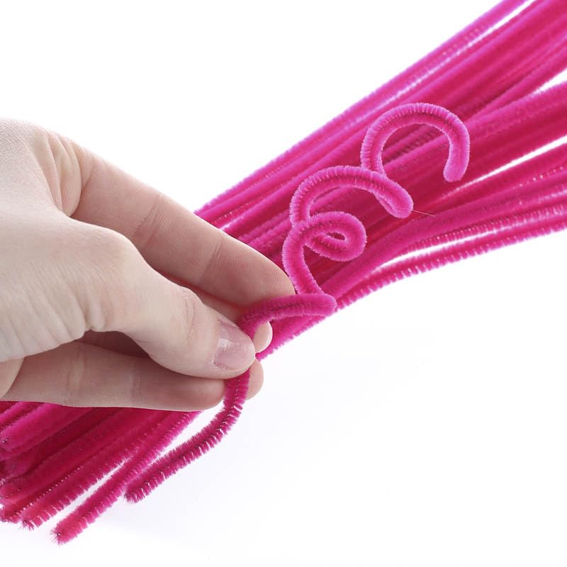 Pack of 300 Fuchsia Hot Pink Pipe Cleaners. Fuzzy Stick Chenille Stems for Arts and Crafts Shapes, Flowers, Animals, Figures and More - Size: 12