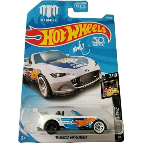Hot Wheels 2018 50th Anniversary Nightburnerz 15 Mazda MX-5 Miata (Mad Mike) 40/365, White
