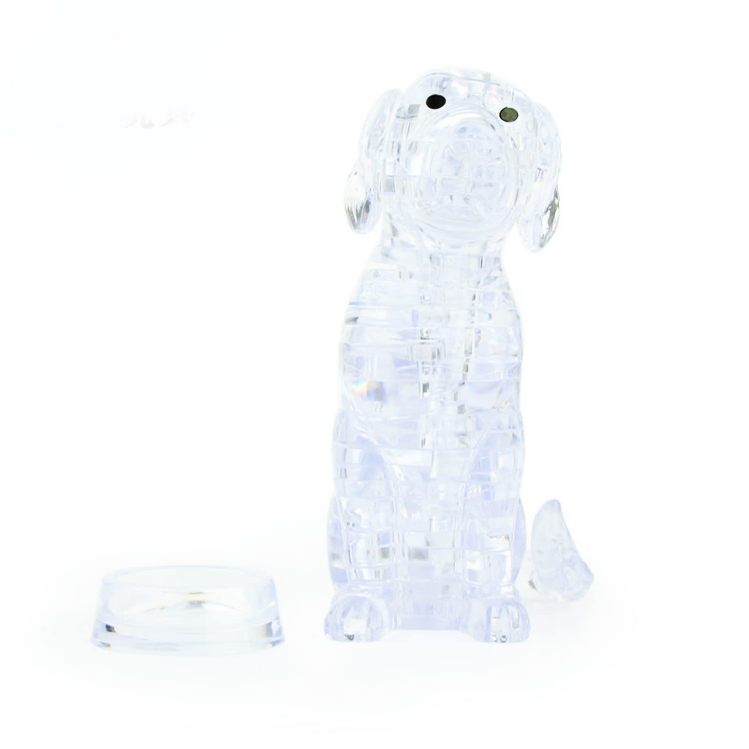 BTYYIHEX 3D Crystal Dog Puzzle, Crystal Puzzle Brainteasers for Puzzlers Ages 16 and Up, 41PCS(Transparent)
