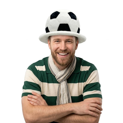 Soccer Ball Shaped Costume Hat Unisex, Black White Football Hat, Sports Game Day Fan Party Headwear for Carnival, Halloween, Sports Match & Cosplay