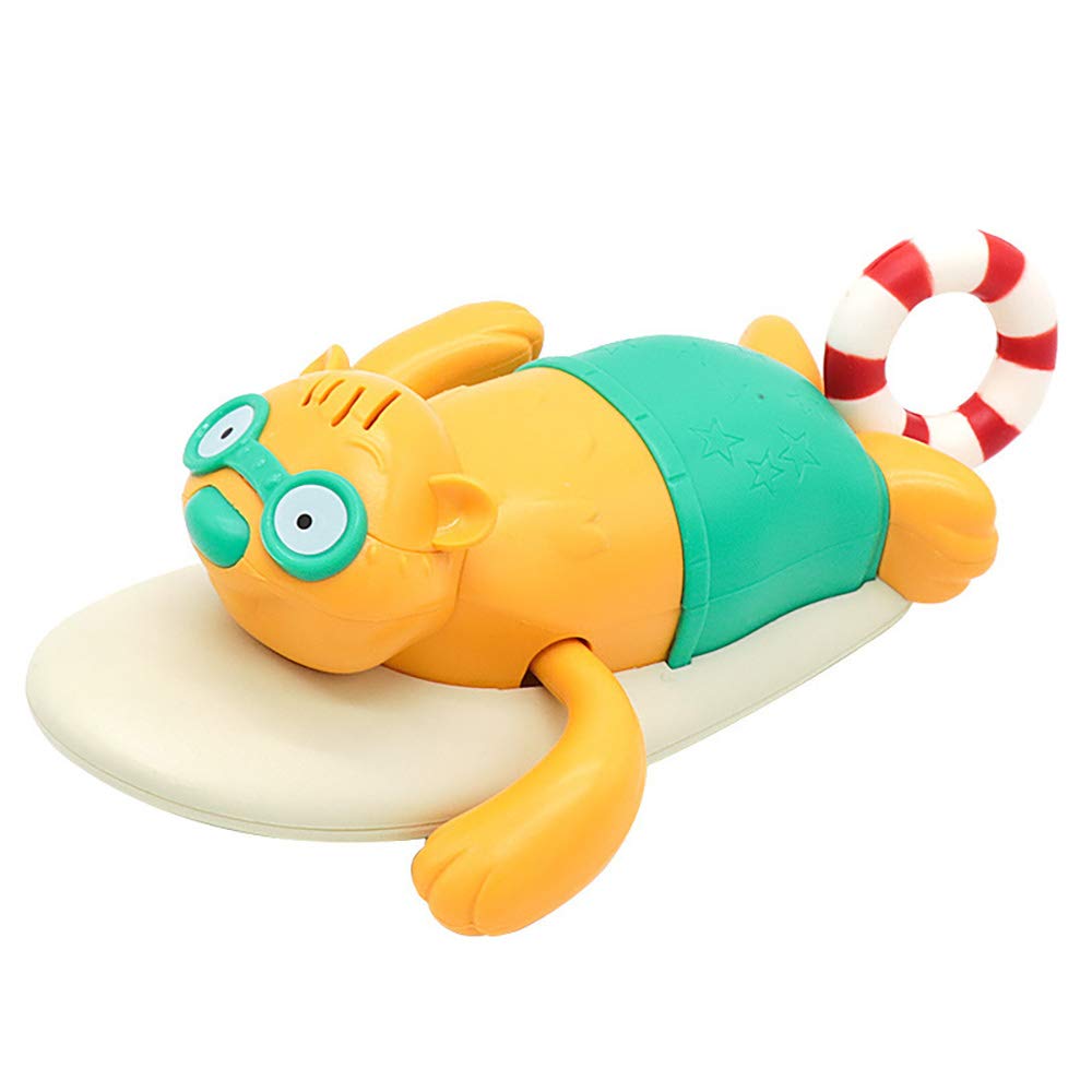 NEXTAKE Pull String Baby Bath Toy Pull & Go Beaver Cute Surfing Beaver Swimming Beaver Windup Clockwork Bathtub Toy for Toddlers (Blue)