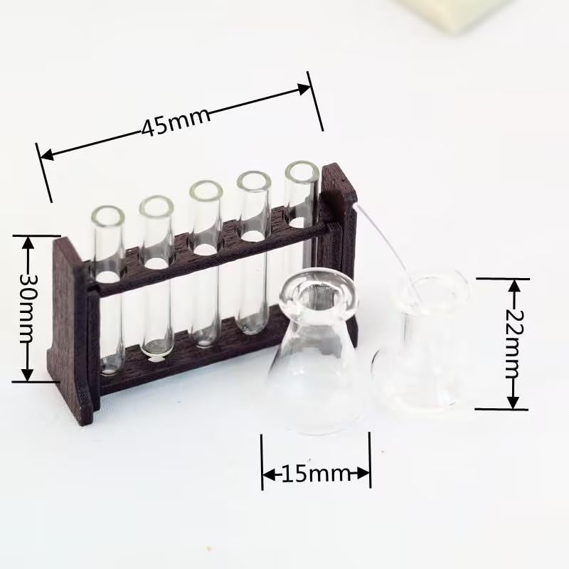 1 Set Dollhouse Accessories 1/12 Miniature Test Tubes for Science Lab Decoration Accessories Miniature Dollhouse (1.5x0.4x1.1 inch)