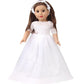Little Angel - 18 Inch Doll Clothes: White Satin Communion / Wedding Dress with Matching Headband - Fits 18 Inch Doll