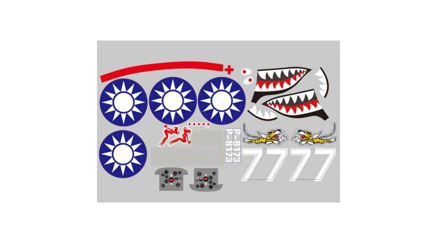 FMS Decal Sheet 980mm P40- FMMFH119 Decals Trim Pilots Scale Accys