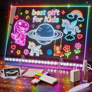 20”Inch LED Drawing Lumi Board for Kids - Acrylic Dry Erase Board with 13 Light Effects,Glow Doodle Board Gifts for Kids, Creative Fun & Christmas