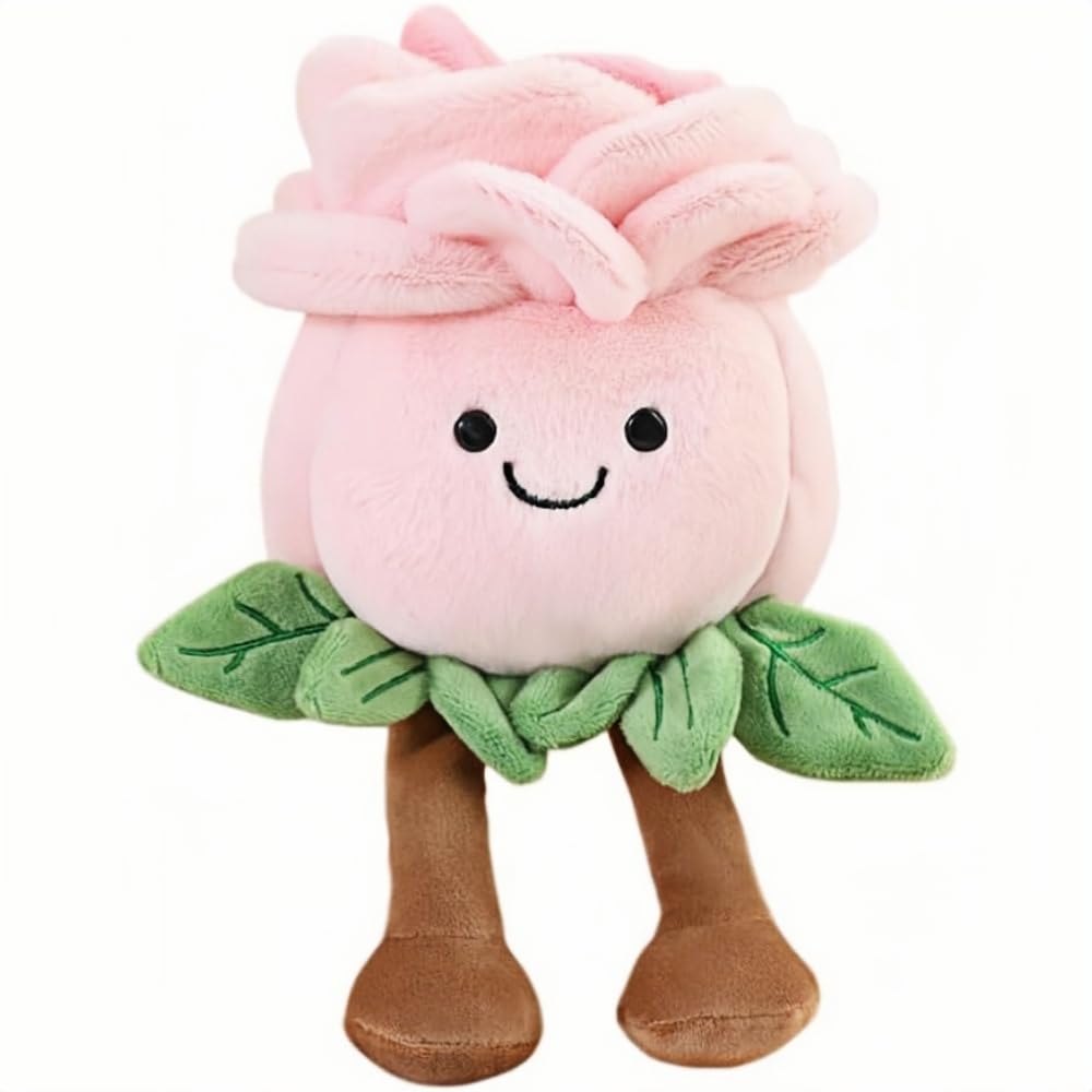 XIGUI 9 inch Rose Plush Toys Pillow Soft Plant Plush Toys for Boys and Girls Plushies for Kids A Birthday Present, a