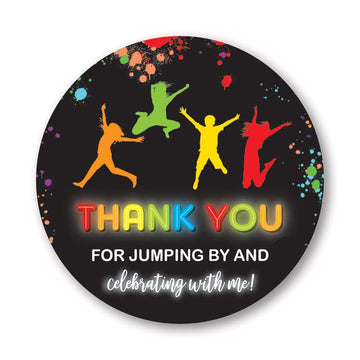 2"" Round Trampoline Bounce Jump Birthday Party Favor Stickers - Set of 40