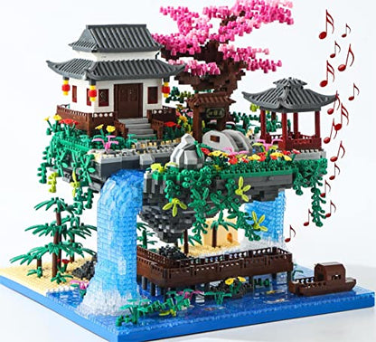 Yushinv Cherry Blossom Tree Building Set with Gift Box, Original Music Cherry Blossom Tree House(Type :Symphony), Japanese Sakura Tree House Lights