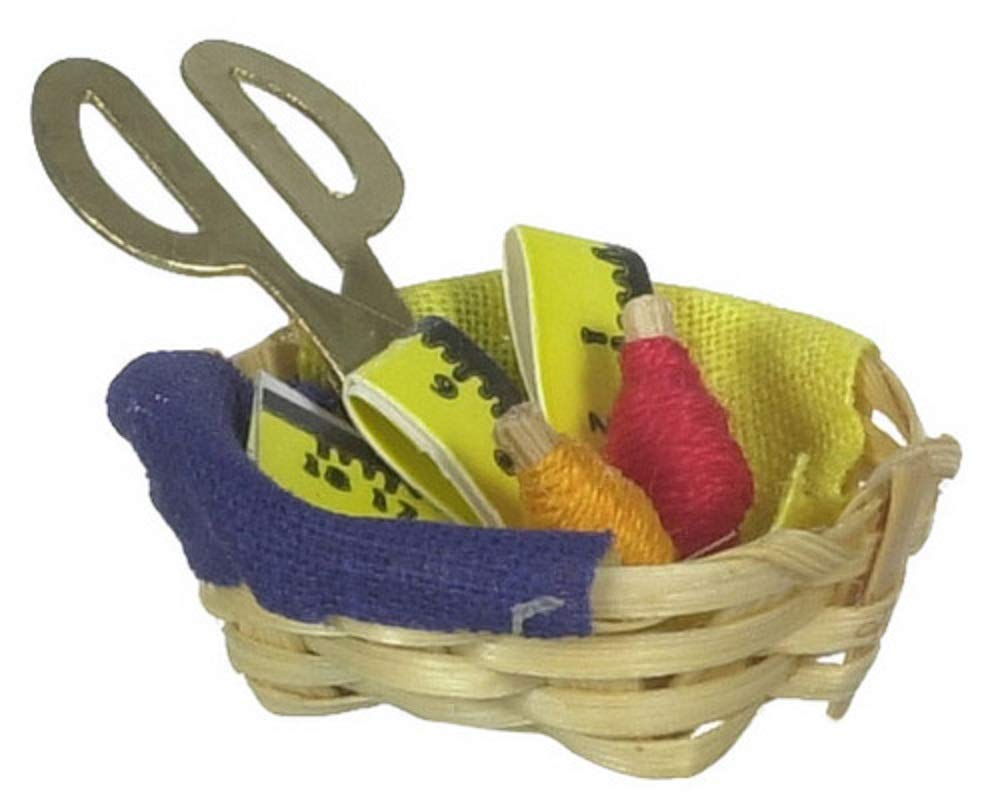 Melody Jane Dollhouse Sewing Basket Miniature 1:12 Scale Dressmakers Accessory