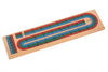 Wooden 3 Track Cribbage Board with 9 Matching Plastic Pegs, Classic Three-Player Cribbage Game Board with Screen Printed Red, Green and Blue Tracks