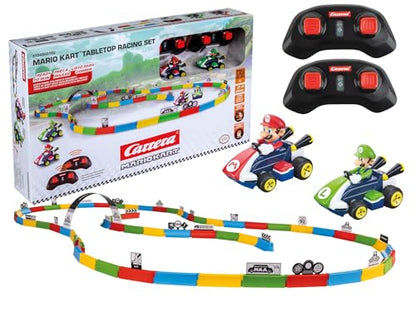 Carrera RC Mario Kart Tabletop Toy Racing Set Featuring Mario & Luigi 2.4GHz Radio Remote Control Cars for Children 6 and up - Ready to Run