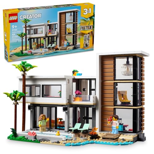 LEGO Creator 3 in 1 Modern Toy House - Kids Toy Building Set with 3 Building Options for Boys & Girls, Ages 9+ - with 2 Minifigures for Pretend Play