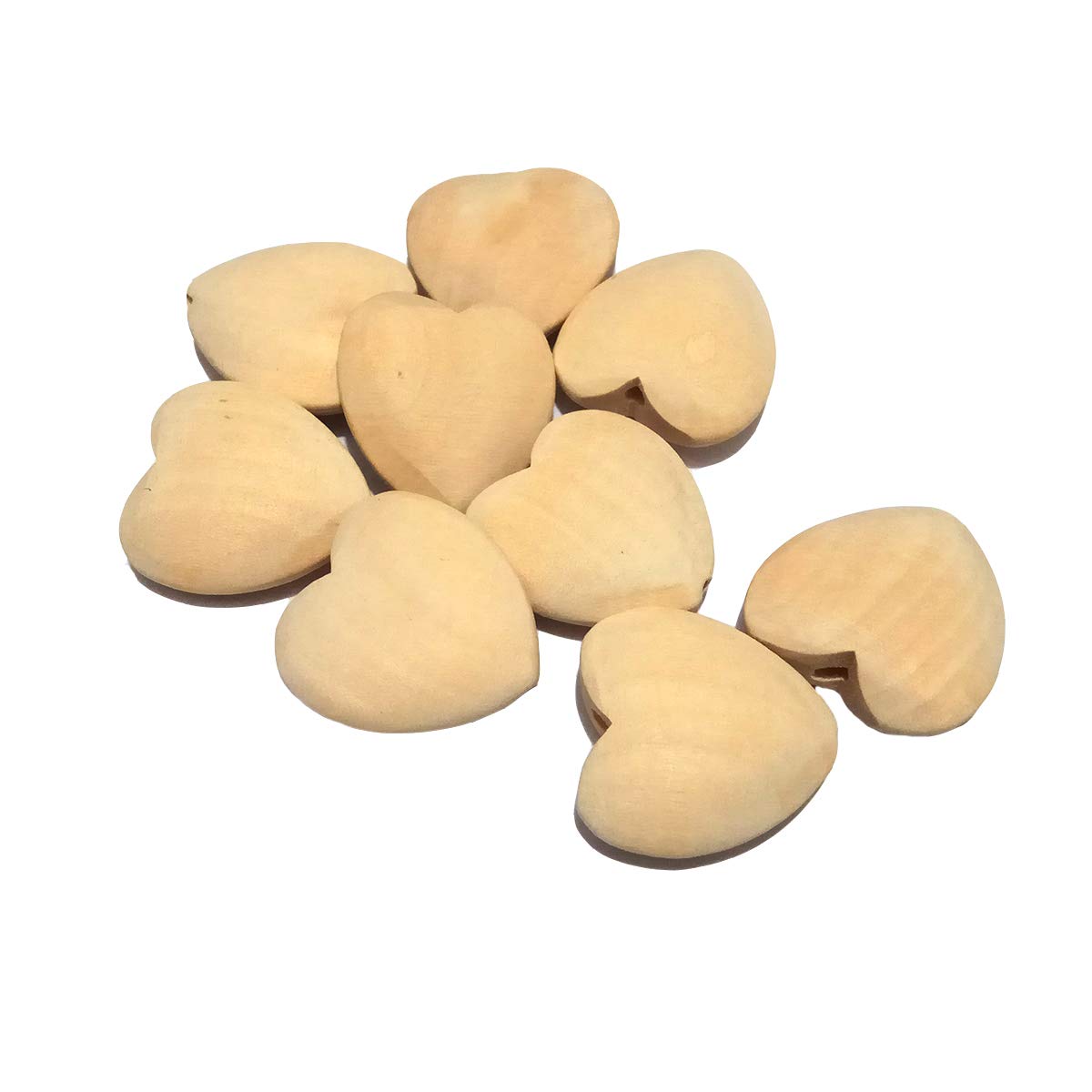 20pcs 30mm Unfinished Wood Hearts Beads with Holes Natural Heart Shape Wooden Bead for Bracelet Handing Materials DIY Beading Accessories (1.18in