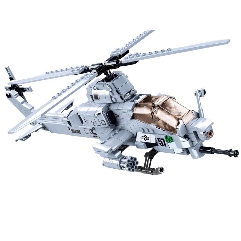 General Jim’s AH-1Z Viper Attack Helicopter Building Set - 482 Pieces, Highly Detailed Military Aircraft Model with Dual Cockpit and Rotating Cannon