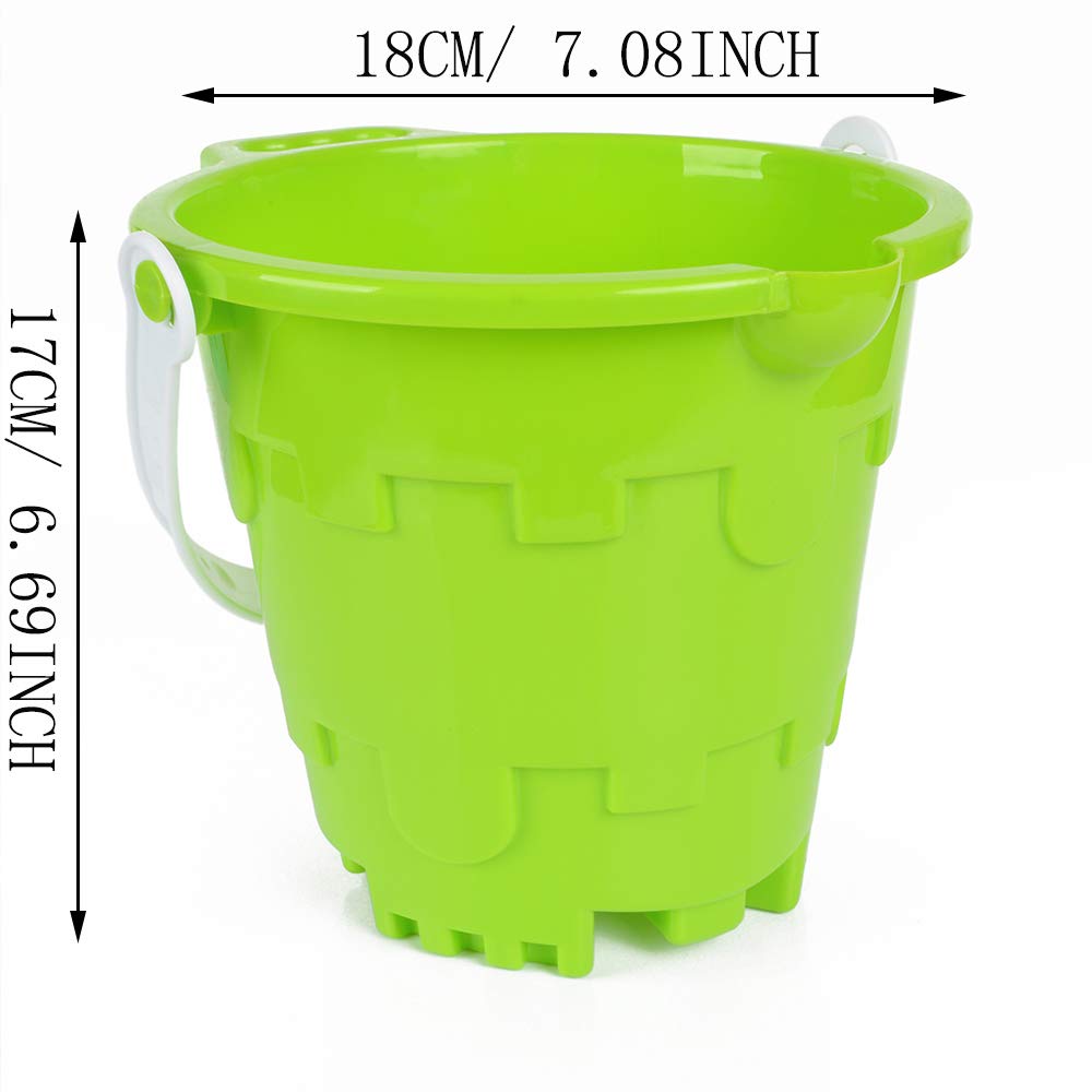 Jumbo Castle Model Beach Gear 7" Large Sand Buckets Pails Beach Water Pool Gardening Bath Toy Environmentally ABS Durable Thick Plastic Complete Gift