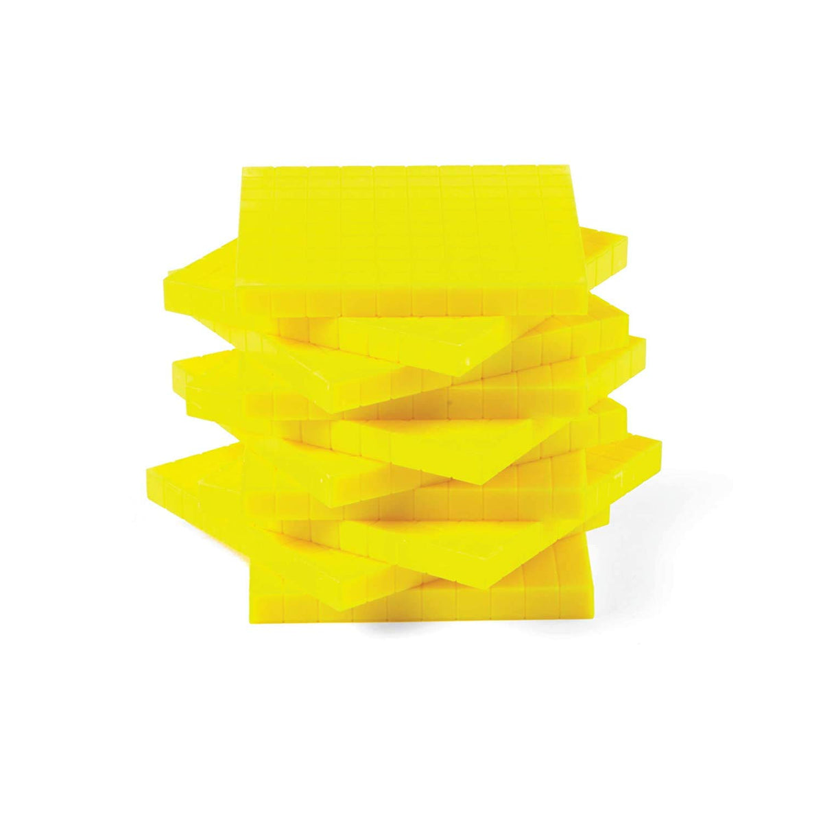 hand2mind Yellow Plastic Base Ten Blocks Flats Set, Place Value Blocks, Counting Cubes for Kids Math, Base Ten Blocks Classroom Set, Math Blocks