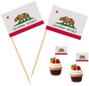 100 Pcs California Flag California Toothpick Flags, Cocktail Picks Mini Stick Cupcake Toppers Country Picks Party Decoration Celebration Cocktail Food