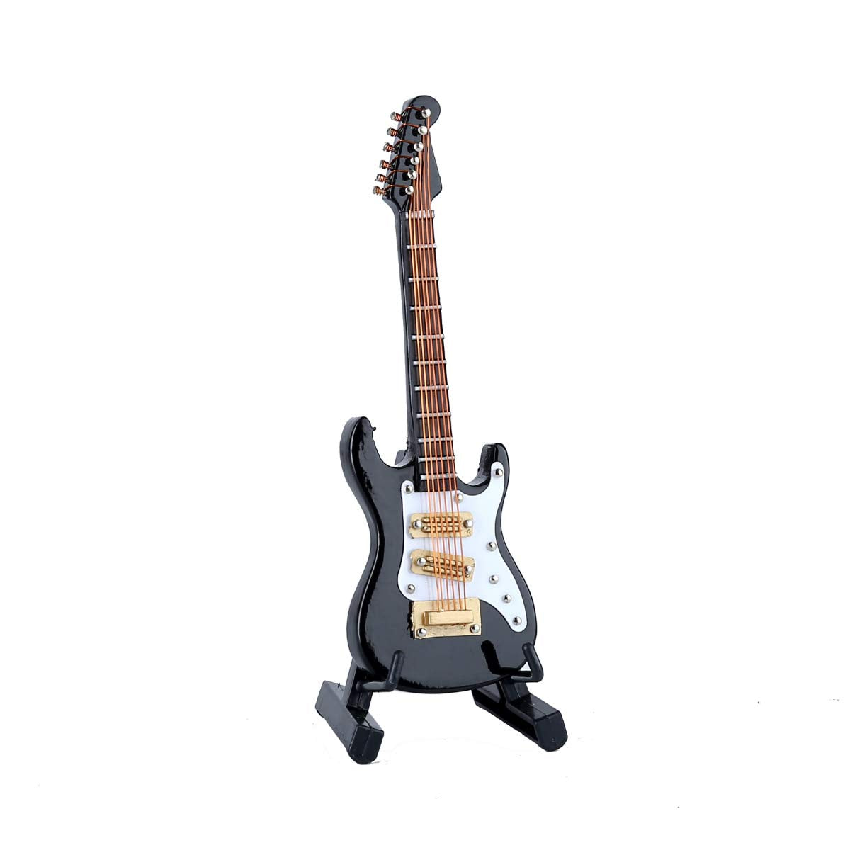 Dselvgvu Wooden Miniature Electric Guitar with Stand and Case Mini Musical Instrument Electric Guitar Replica Collectible Figurines Model Home
