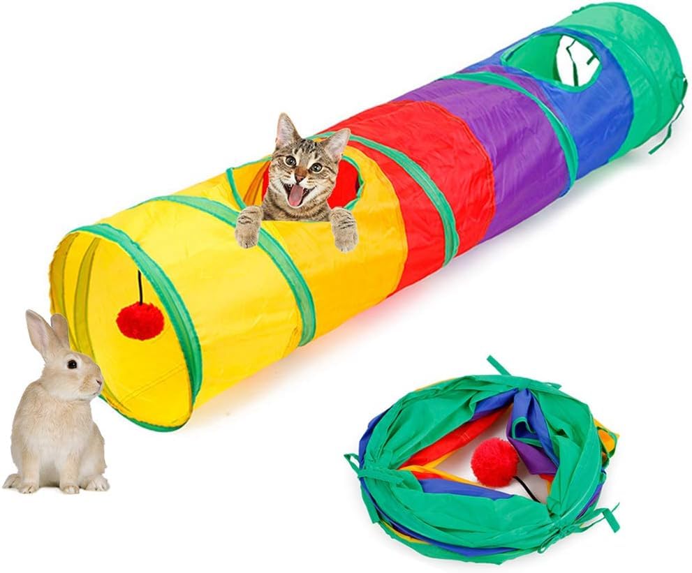 Cat Tunnel Toy with Hanging Ball, Cat Tunnel，Cat Tunnels for Indoor Cats