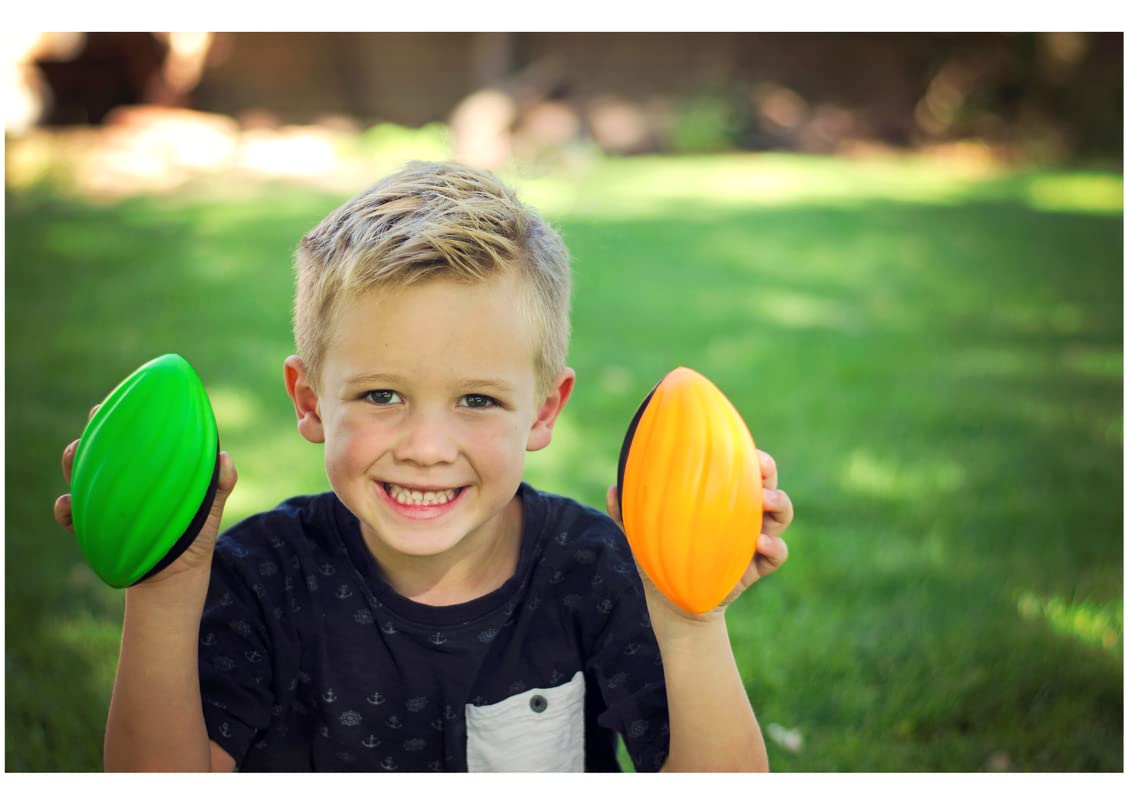 Blu Jay Mini Footballs - 5” Spiral Foam Footballs - Small Football for Kids - Kids - Toddler Football - 4 Pack (Green, Yellow, Orange, Pink)