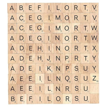 DSYJ 100 Pcs Wood Scrabble Tiles Scrabble Letters 1 Complete Sets of Wood Tiles - Clever and Delights Perfect for Crafts, Letter Tiles, Spelling