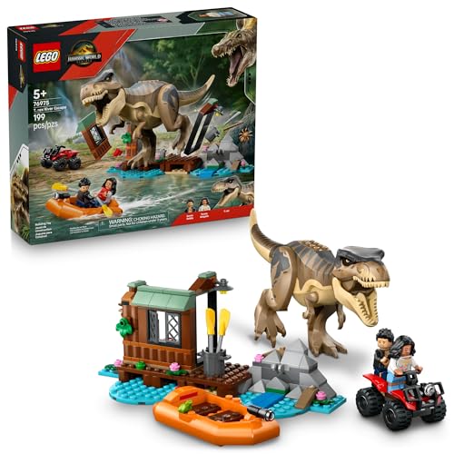 LEGO Jurassic World T. rex River Escape - Dinosaur Toy for Kids, Boys, and Girls, Ages 5-7 - Jurassic World Toy Boat Minifigures - Creative Dinosaur