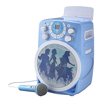 eKids Frozen 2 Bluetooth CDG Karaoke Machine with LED Disco Party Lights, Built in Microphone for Kids, Portable Bluetooth Speaker, Compatible with