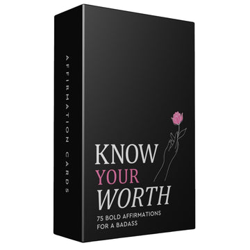 Viral Studios Know Your Worth - 75 Daily Affirmation Card Deck for Confidence, Self-Love & Empowerment - Motivational Cards with Quotes for Women