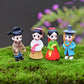 LANDUM Korean Lovers Figurine Ornaments Miniature Dollhouse Bonsai Fairy Garden Decor Red + Blue
