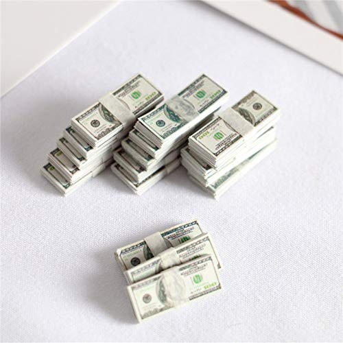 1:12 Dollhouse Miniature Scene Model Mini 200 Pieces Dollar Bills Set (Multicolored)