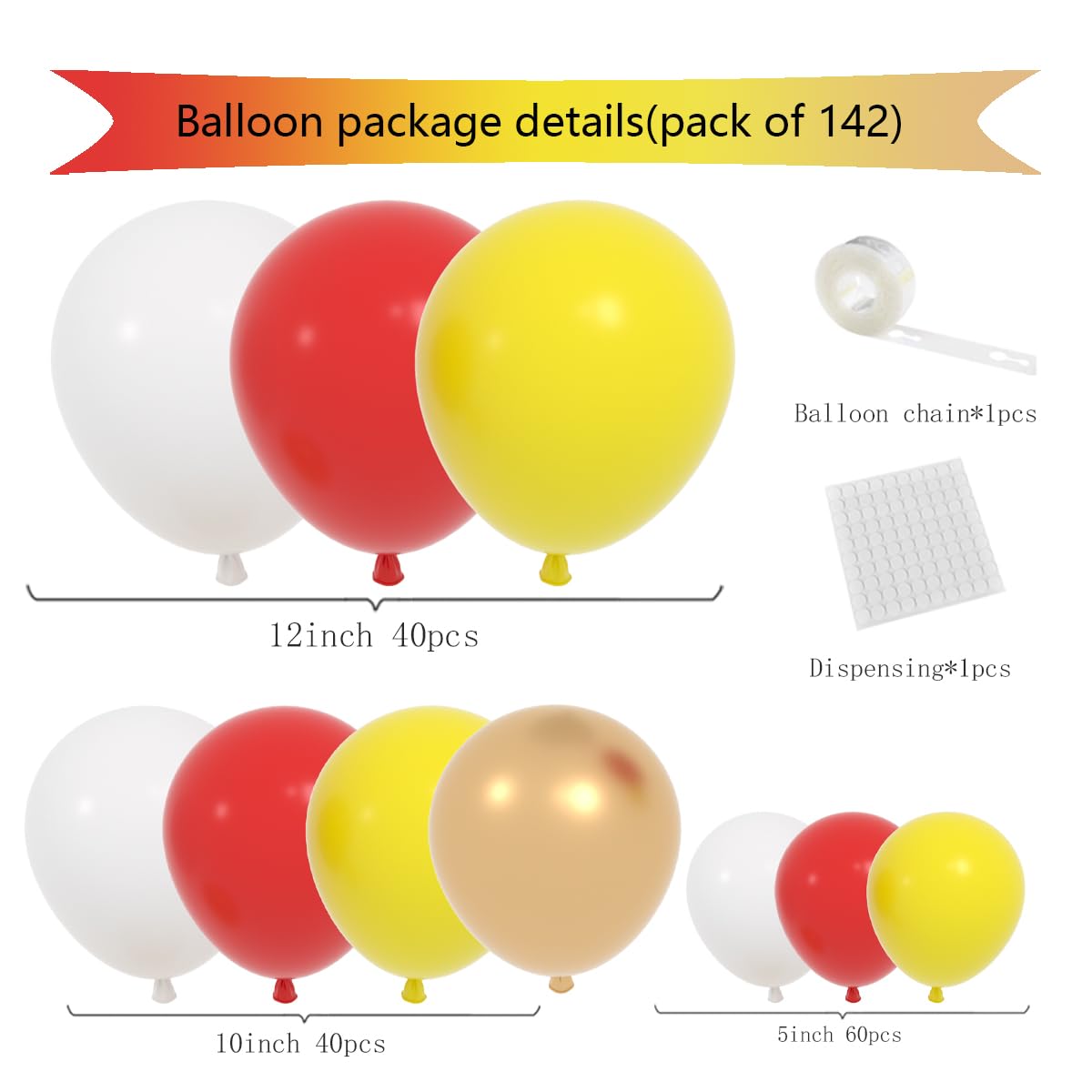 Red Yellow White Balloon Garland Arch Kit, 142PCS Yellow White and Red Balloons Metallic Gold Balloons for Crawfish Theme Birthday Wedding Engagement
