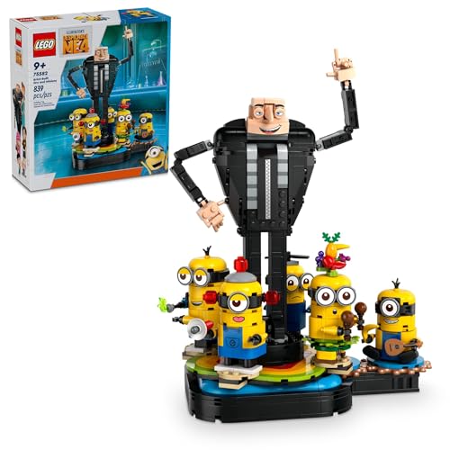 LEGO Despicable Me 4 Brick-Built Gru and Minions Figure, Buildable Minions Toy for Kids, Dancing Despicable Me Toy Figures Playset, Play-and-Display