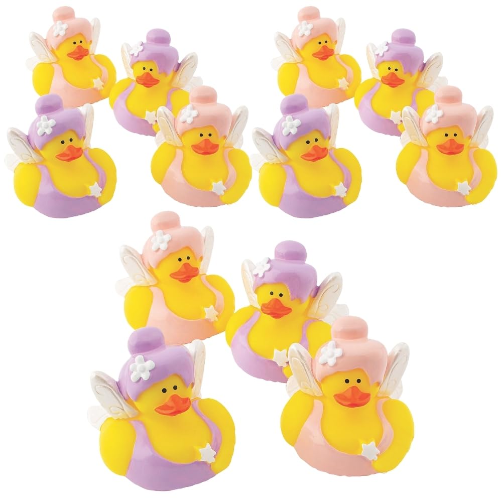 Fun Express Rubber Ducks, Assorted Styles, 12 Pieces, Birthdays, Grand Events, Party Favors, Table Decorations, Treasure Chest Supplies (Fairy) VBS