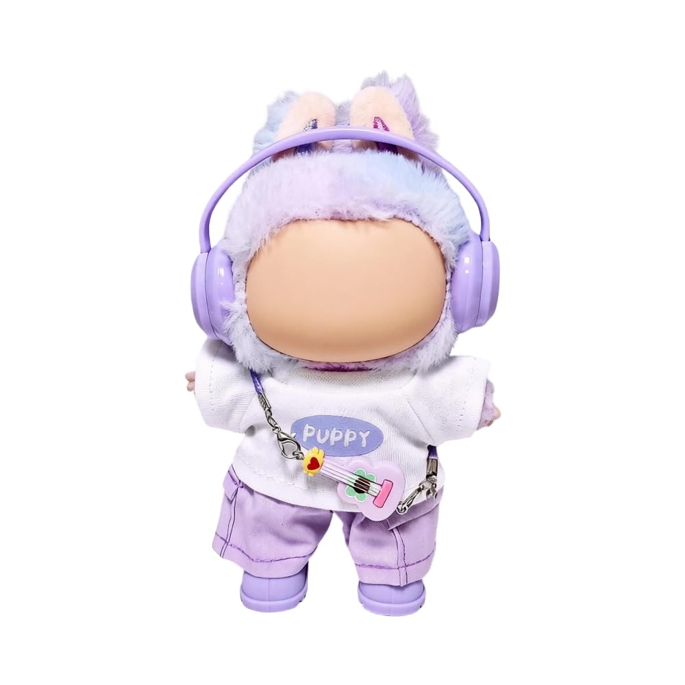 5pcs for Labubu Clothes Set Cute Outfit for 17cm Doll Clothing and Accessories Shoes (No Doll) (Pink)